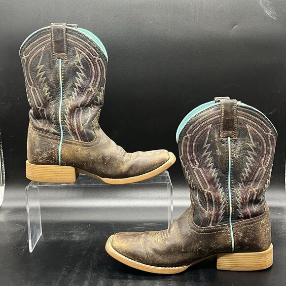Ariat Kids Brown and Blue Western Boots - Picture 2 of 7